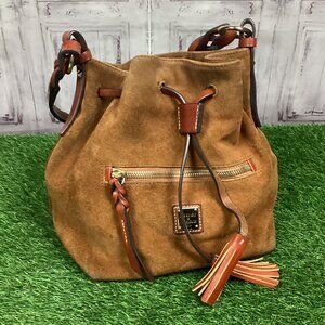 Dooney & Bourke Bucket Bag Tan Suede Leather Drawstring